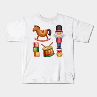 Watercolor Christmas Toys Kids T-Shirt